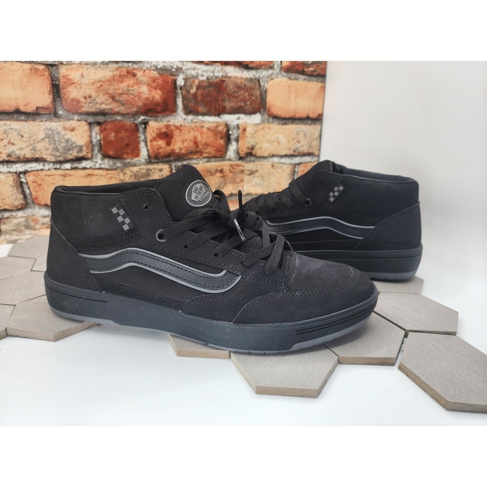 Vans Men's Zahba Mid Black Pewter Grey Suede Striped Skate Shoes Size 12 NEW